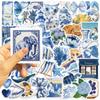 10/30/50PCS Kawaii INS Blue PVC Sticky Sticker Aesthetic DIY Decoration Scrapbooking Hand Accounting Supplies