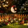 Holiday Bell Hanging Garden Ornaments Solar Christmas Light, Santa Crescent Snowman Decorative Light with Stake, Seasonal Lawn Decorations Waterproof