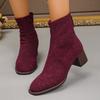 Large size autumn and winter new high-heeled thin short boots, round head thick heel Korean small ankle boots, Martin boots.
