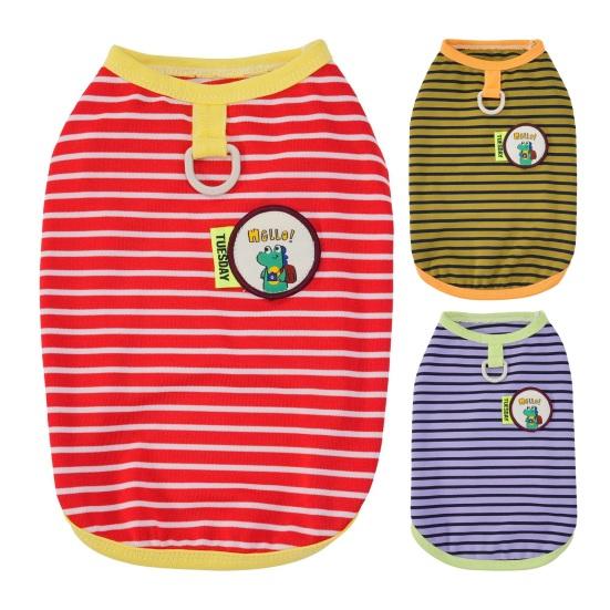 Striped Dog Tee Shirt Breathable Summer Puppy T-Shirt Stylish Loose Dog Tee for Small Dogs Schnauzer Bichon Frise