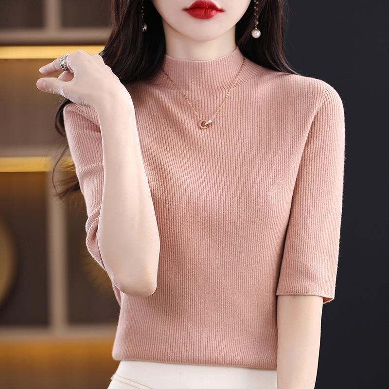 Spring 2026 Women's Merino Wool Hollow Knit Short Sleeve Top