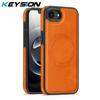 KEYSION Luxuriöse Retro PU-Lederhülle mit MagSafe für iPhone 17e 16e Magnetische stoßfeste Handy-Rückseite für iPhone 16e 17e 2026