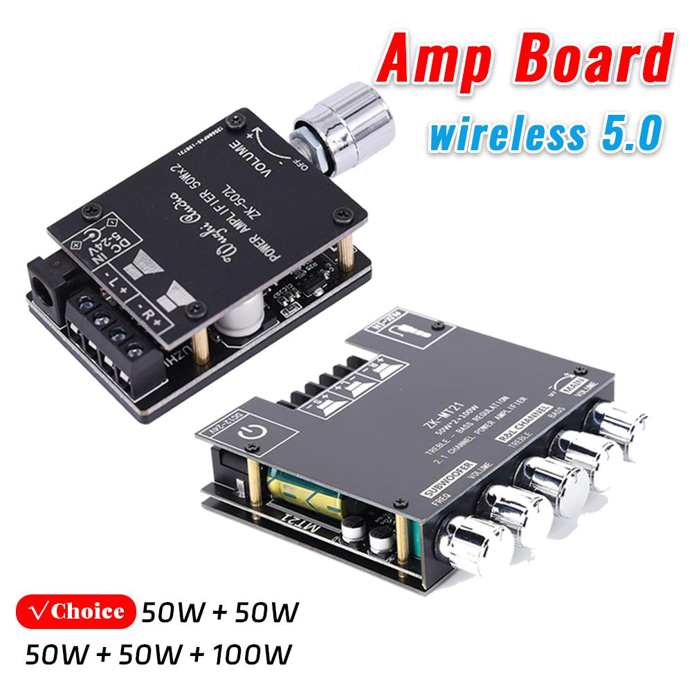 

ZK-MT21 2.1Channel Bluetooth Amplifier Board 50Wx2+100W HiFi Subwoofer Stereo Amplifier Board C15H/C50L/C100L AMP Board AUX CHINA