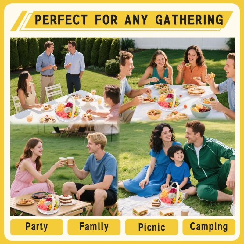 Multiurpose Chilled Serving Tray With Removable Lid Divided Compartments And Central Dip Bowl For Entertaining Gatherings