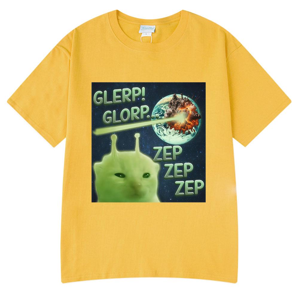 Glerp Glorp Vtipná Mimozemská Kočka Italský Brainrot Meme Tričko Pánské Dámské Grafický Potisk Trička Léto Bavlna Krátký Rukáv Tričko