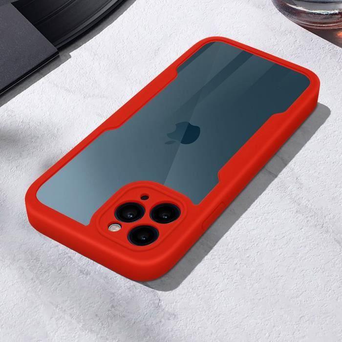 Coque de protection - pour iPhone - 12 Pro - 360° - Rouge - Transparente avec contour rouge