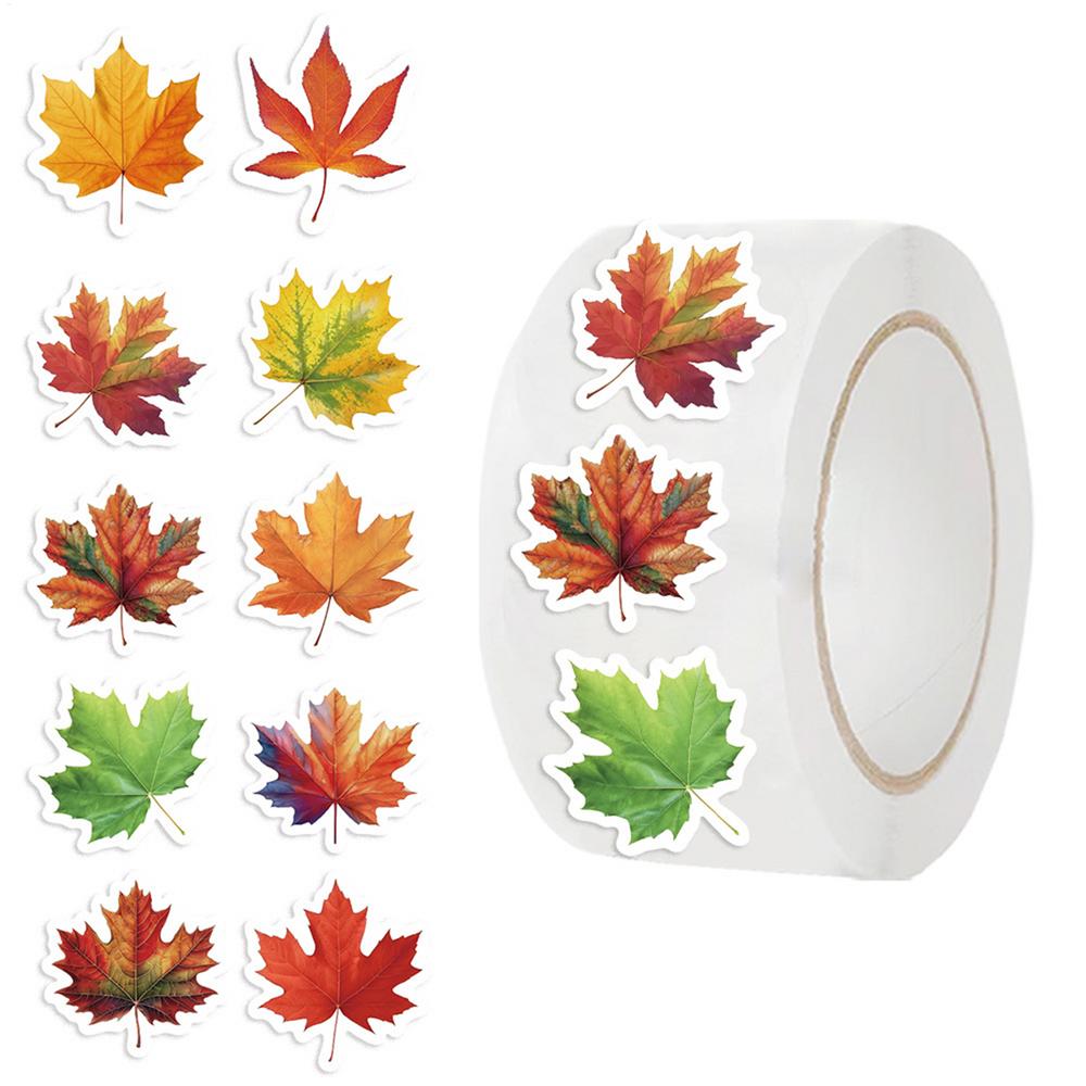 Autumn Stickers Leaves Laser Stickers Waterproof Sealing Sticker Phone Scrapbook Gifts DIY Labels Autumn Halloween Home Decor