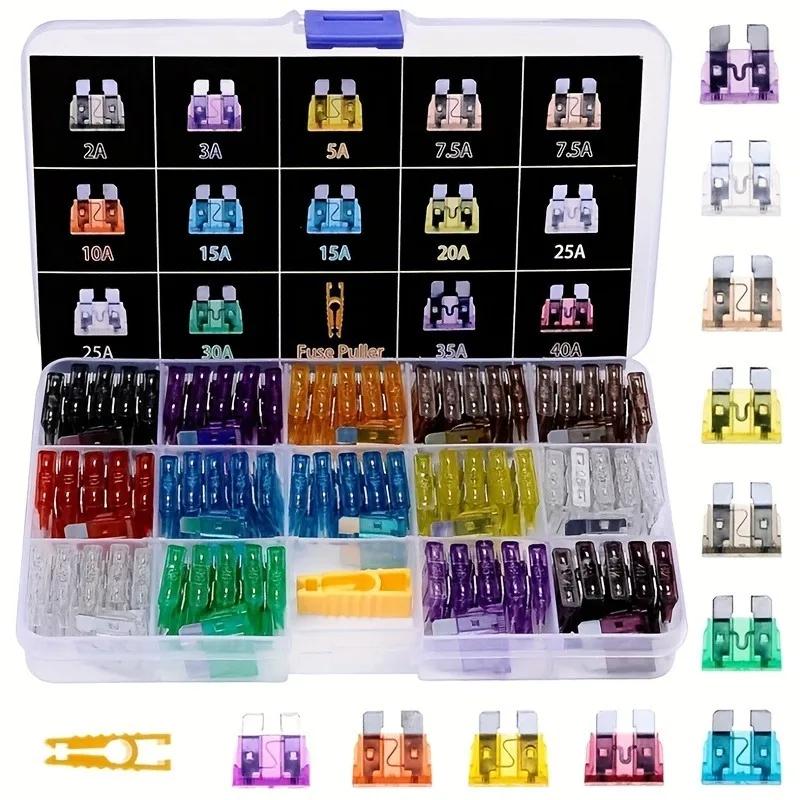 "Universal Fit" 140-Piece Automotive Fuse Kit - Assorted 2A–40A Fuses with Clip, Aluminum Alloy for Cars & Trucks