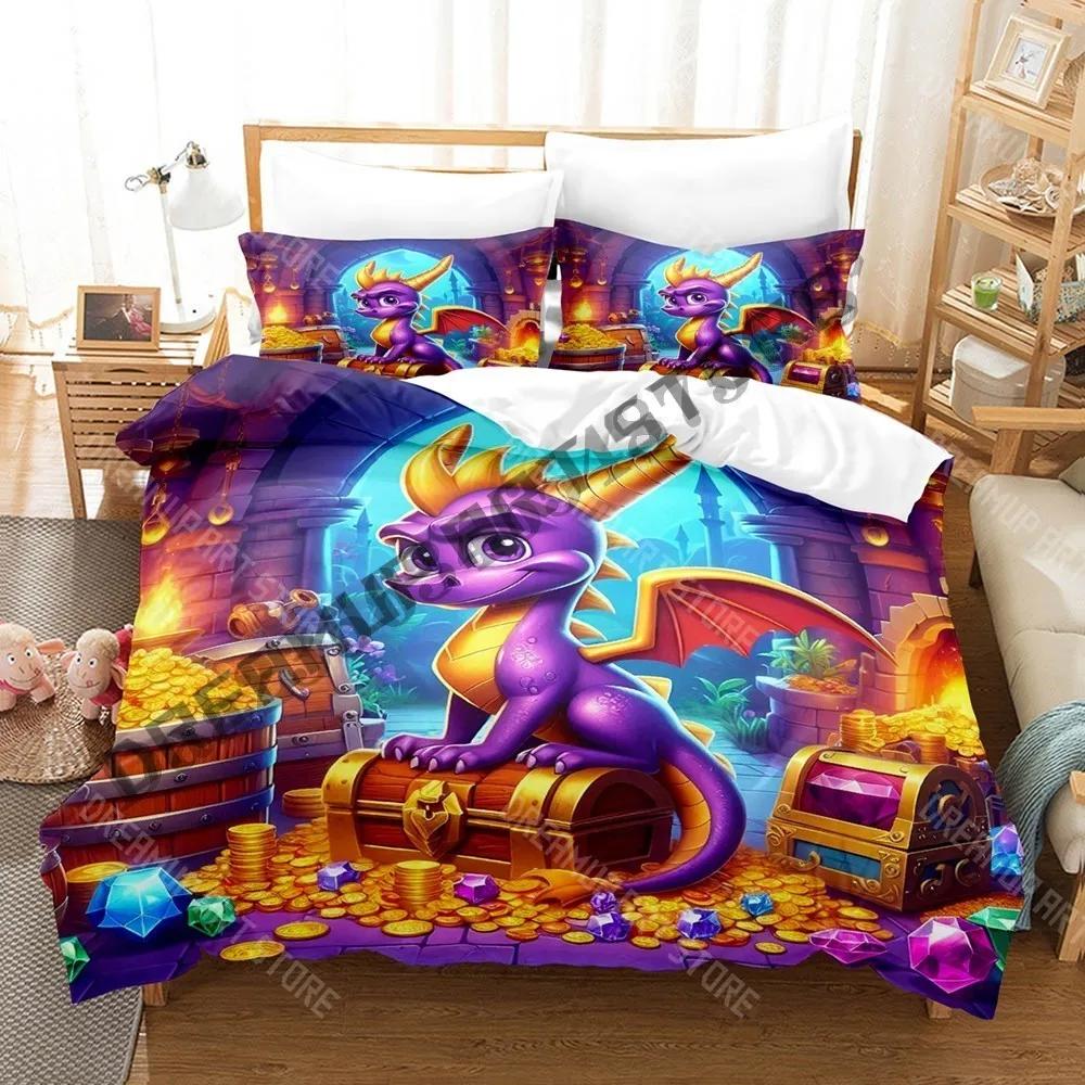 3D Print Spyro Reignited Trilogy Cartoon Game Bedding Set Single Twin Full Queen King Size Bed Set Adult Bedroom Duvetcover Set
