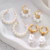 6pcs Vintage Baroque Pearl Drop Earrings Set for Women Europe and America Luxury Gold Color Dangle Earrings Elegant Jewelry New