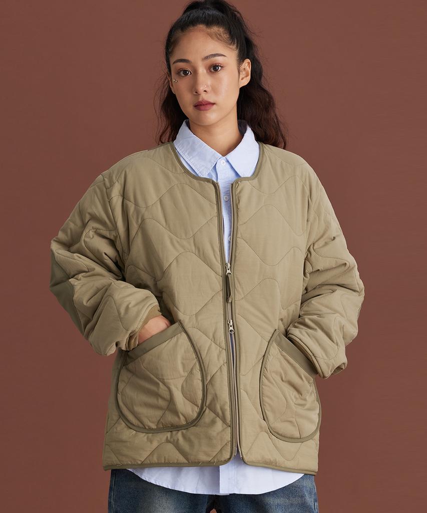 Cream Soda Lab Warm-Up Quilted Two-Way Jacket Khaki