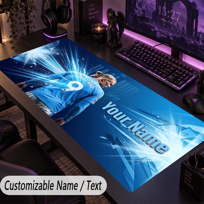 Large Mouse PadErling Haaland Custom Name Text Personalized Desk Mat Non Slip Gaming Pad