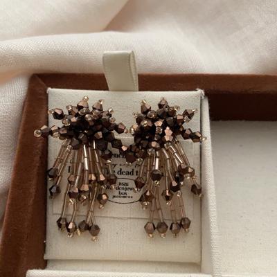 Natural Handmade Bead String Earrings Earrings Fireworks Bloom Retro Light Luxury Art Exquisite Elegance Noble Fashion Versatile