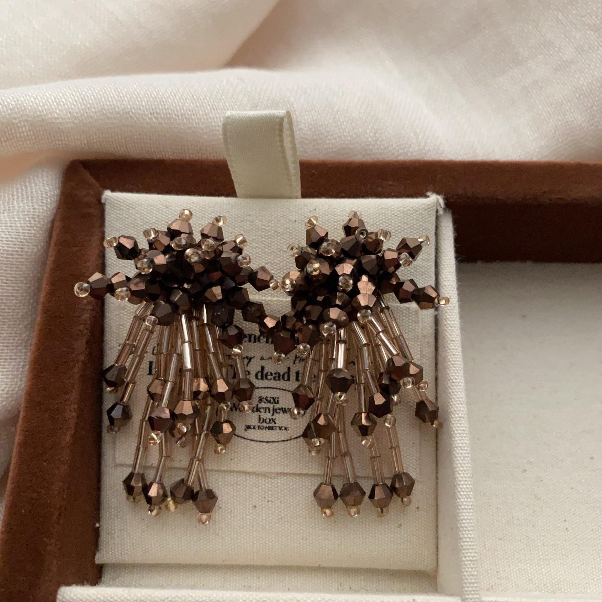 Натуральные Серьги-подвески из бусин ручной работы Серьги Фейерверк Расцвет Ретро Легкая Роскошь Искусство Изысканная Элегантность Благородная Мода Универсальные