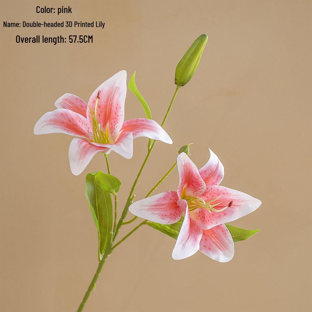 3D Printed Double-Headed Lily Artificial Flower for Wedding Decoration & Crafts