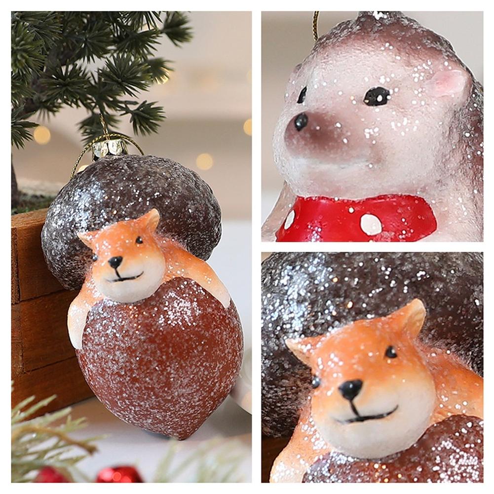 Lightweight Plastic Christmas Tree Hanging Ornaments with Hedgehog Squirrel and Fox Figures for Holiday Decoration