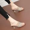 Fashion Slides Rhenstone Shoes Gold Open Toe Women's Slippers and Ladies Sandals Heeled Sexy Elegant Fashionable H Sandal Top Designs 39