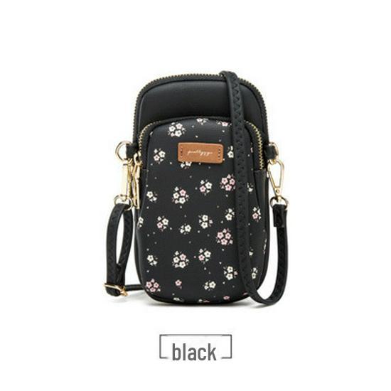 Borsa a tracolla coreana da donna con motivo floreale, doppia zip e grande capacità - Trendy per studenti