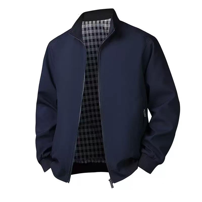 Plus Size Men's Business Stand-up Collar Casual Jacket for Autumn and Winter