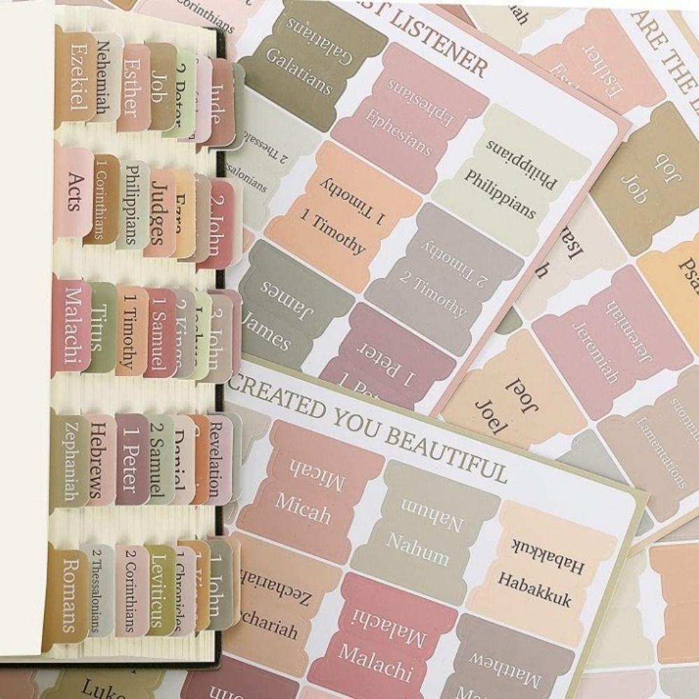 120PCS Laminated Laminated Bible Tabs Colorful Scripture Organization Tabs  Book Index
