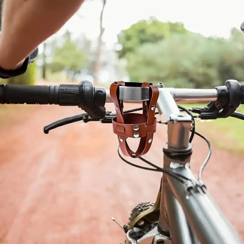 Adjustable Universal PU Leather Water Bottle Holder for Bicycle E Bike Scooter Outdoor Sports Cup Mount Accessory