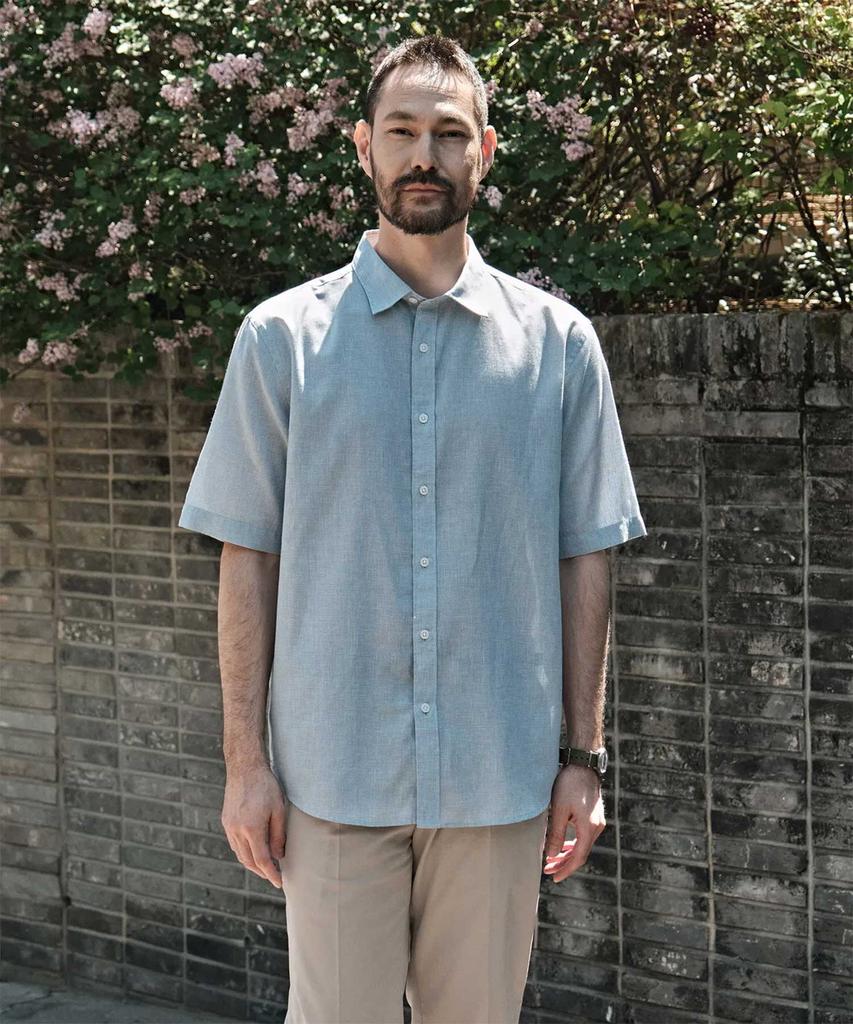 Stico Diems Small Check Linen Blend Short Sleeve Shirt_Mint (Easy Fit)_Ddsxb03Ecm