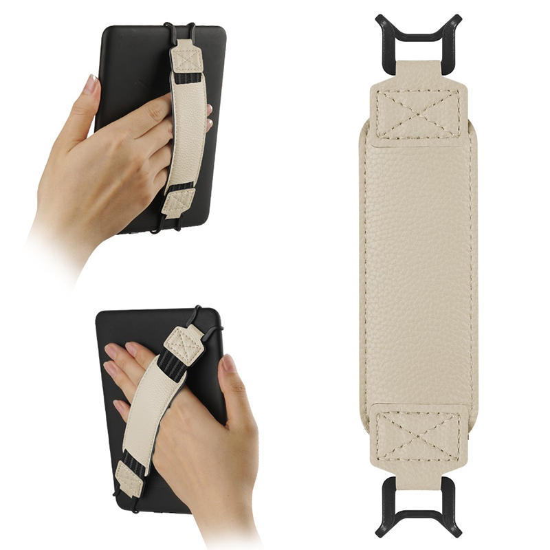 6-7 Inch Tablet Hand Strap Anti-Slip PU Leather Grip Handle with Adjustable Finger Loop for Secure One-Handed Use