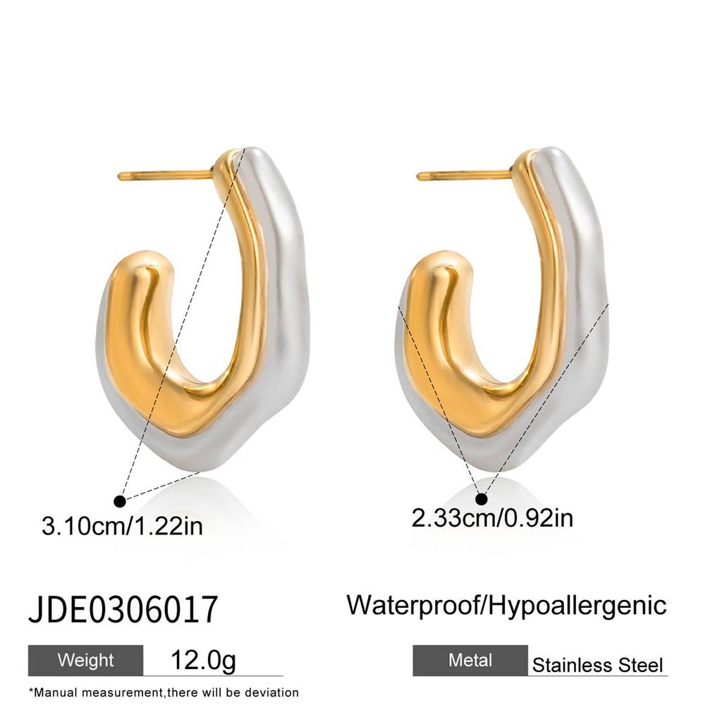 Youthway Elegant Scenic White Resin Pearl Round Earrings With Irregular Design Stainless Steel Hypoallergenic Women'S Earrings