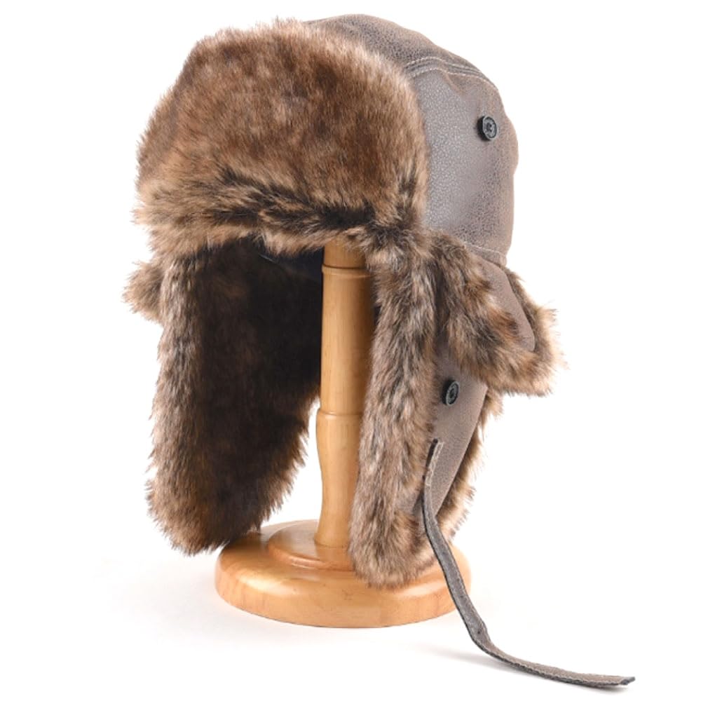 Vinterbomberhatt med öronextra borstad Trapper Flyg [FREESE] Flikar, Varm, Fleece, Hatt, Keps, Läderutseende, Fiske, Utomhus, Herr (JP, Alfabetet,