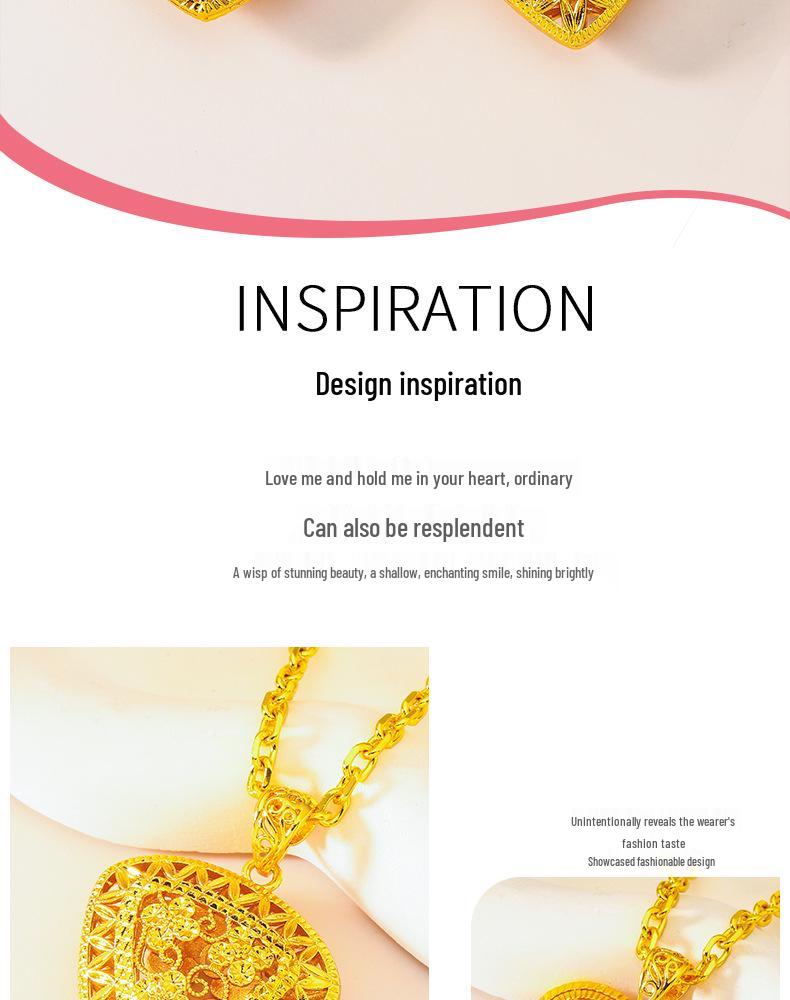 Vietnamese Gold Heart Necklace for Women - Fashion Jewelry Hollow Heart Pendant
