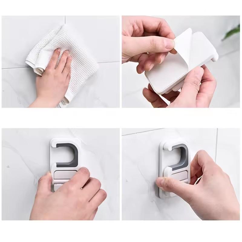Wall Mount Broom Mop Clip Holder Self-adhesive Broom Brush Mop Hanger Organizer Rack Kitchen Bathroom Storage Multi-Purpose Hook