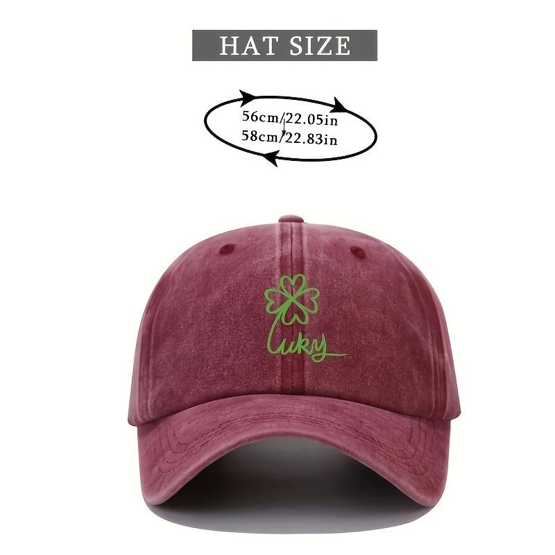 Men Women'S Baseball Cap Vintage Washed Dad Hat Lucky Clover Embroidered Adjustable For Daily Casual And Outdoor Activities
