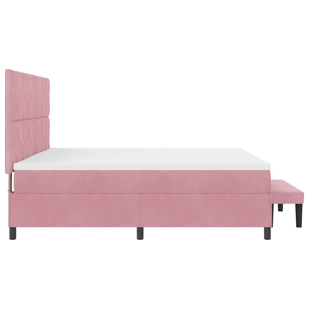 Box Spring Bed with Headboard Pink 200 X 200 Cm Velvet