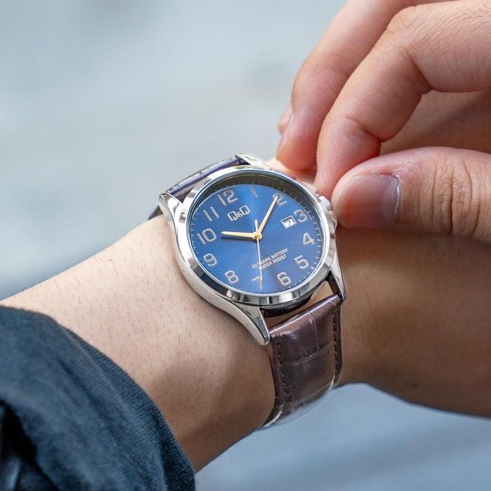 [Citizen Q&Q] Watch Analog 10-Year Battery Life Waterproof Date Synthetic Leather Band A23A-005PK Men's Blue Brown/Navy