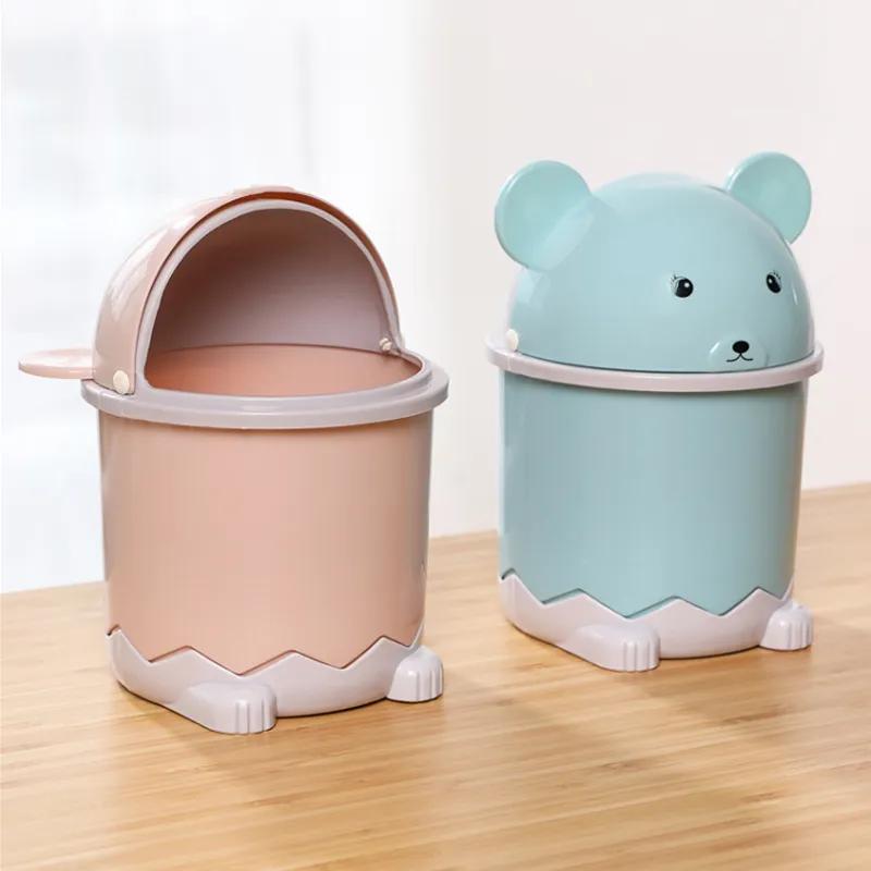Desktop Trash Can With Lid Mini Trash Can On The Table Creative Home Living Room Coffee Table Small Paper Basket Household Garbage Storage Tool