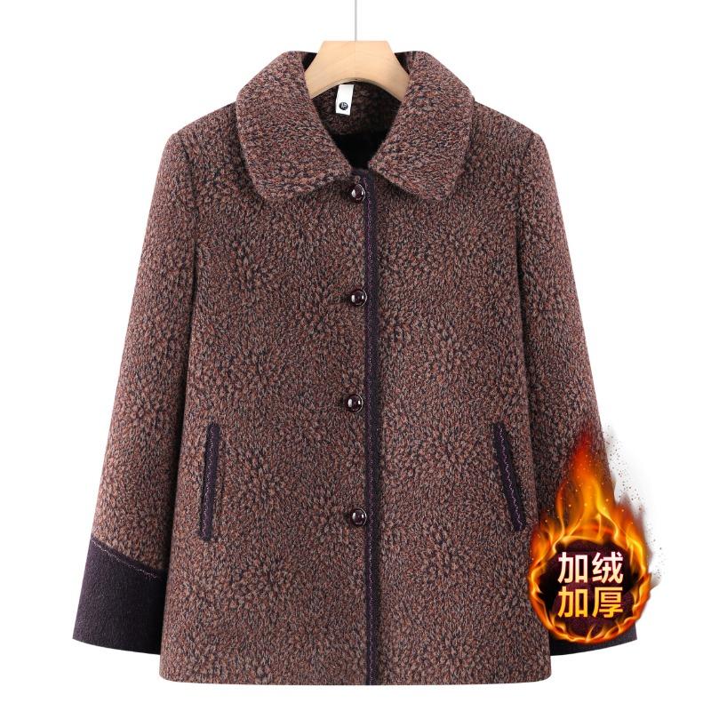 

Бабушкино осенне-зимнее пальто женское среднего и пожилого возраста шерстяной топ с лацканами темперамент одежда для мамы утолщенное чтобы согреться пожилых 5XL [recommended 150-80kg] фиолетовый