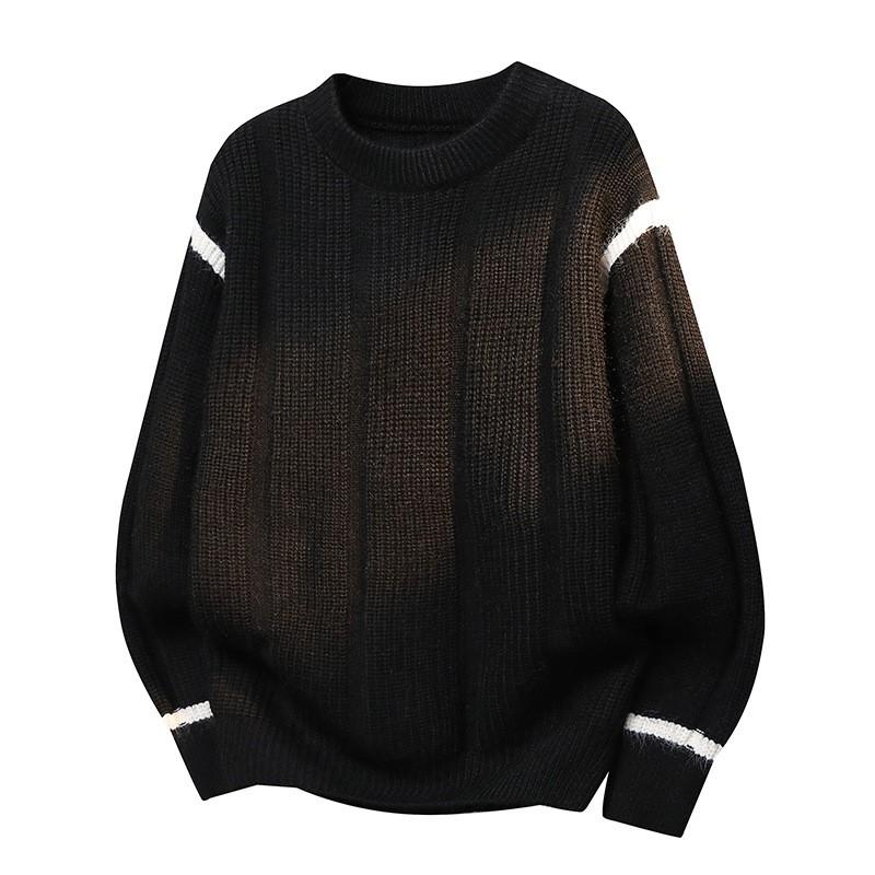 Unisex Chunky Knit Sweater With Round Neck Loose Fit Casual Wear In Rabbit Wool Blend