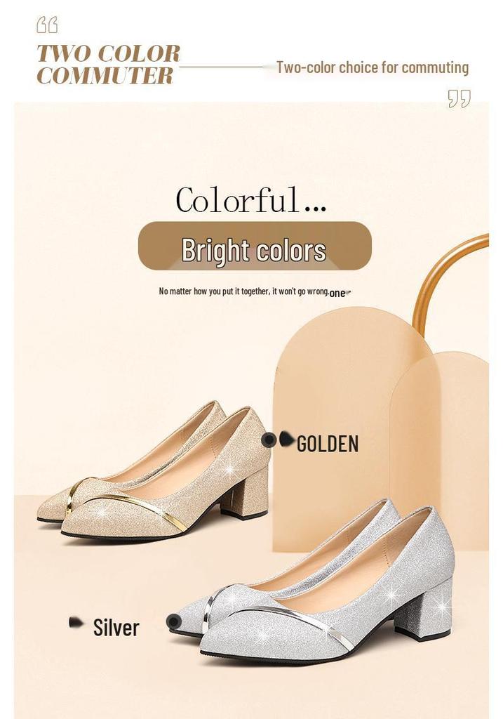 Damen Plateau-Loafer mit spitzer Zehenpartie und Paillettenstoff - Neuer Modestil 2025