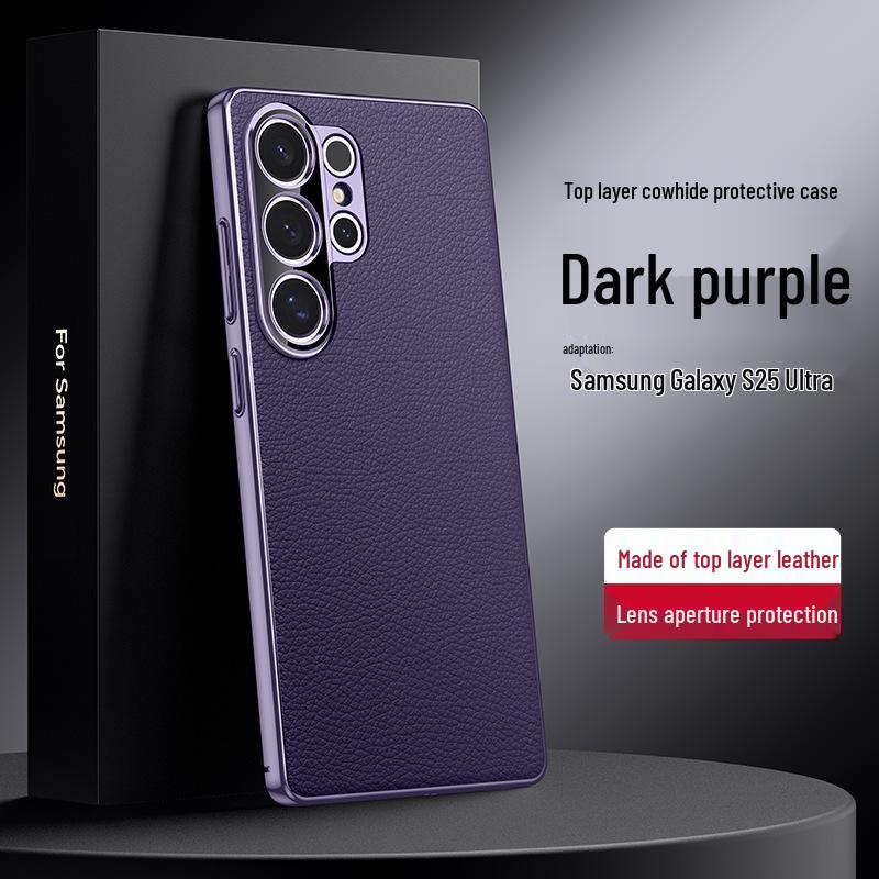 Samsung Galaxy S25/S24 Ultra Genuine Leather Protective Case - Full Coverage, Anti-Drop Business Cover.