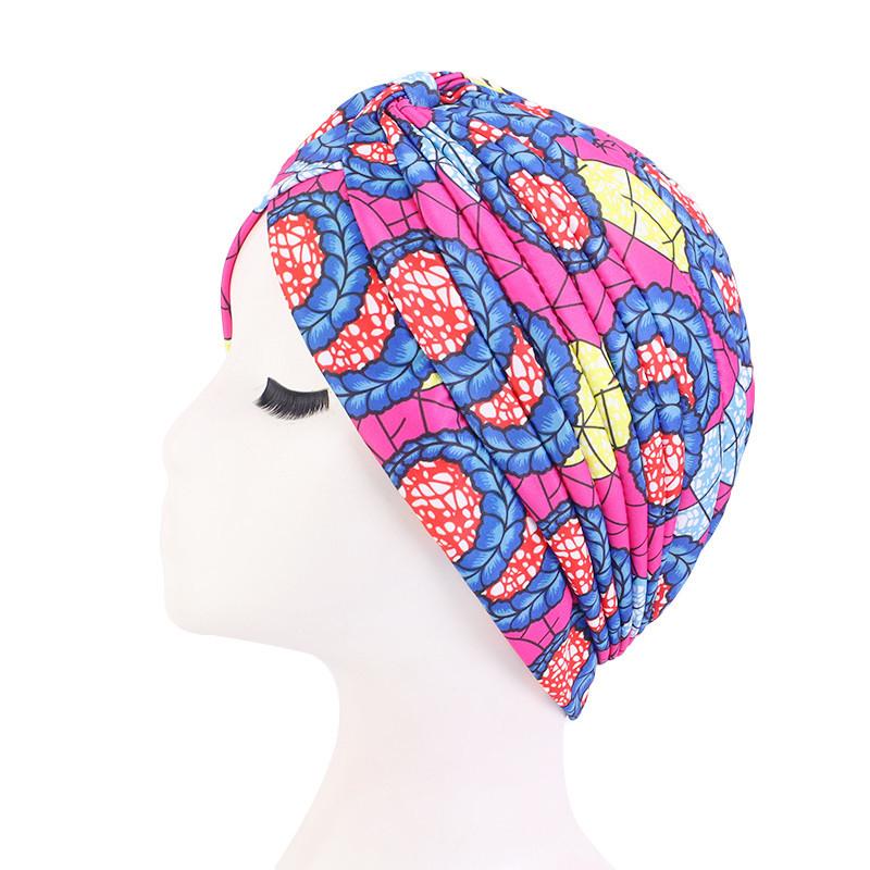 New Print African Headtie Turban Cap Soft Stretch Twisted Pleated Beanie Head Wrap for Women Chemo Bonnet