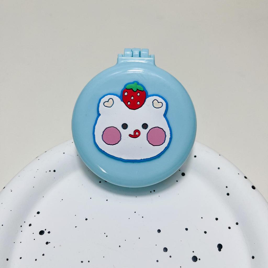 Cute Cartoon Foldable Airbag Comb with Mirror - Portable for Children, Cream Wind Design