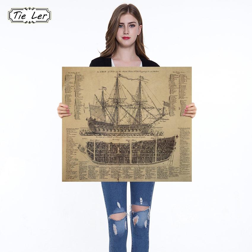 Vintage Warships Ancient Movie Kraft Paper Poster Retro History Wall Sticker