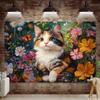 Large Cat Floral Tapestry Wall Decor Boho Cottagecore Animal Tapestry Artwork 180x280cm Bedroom Living Room