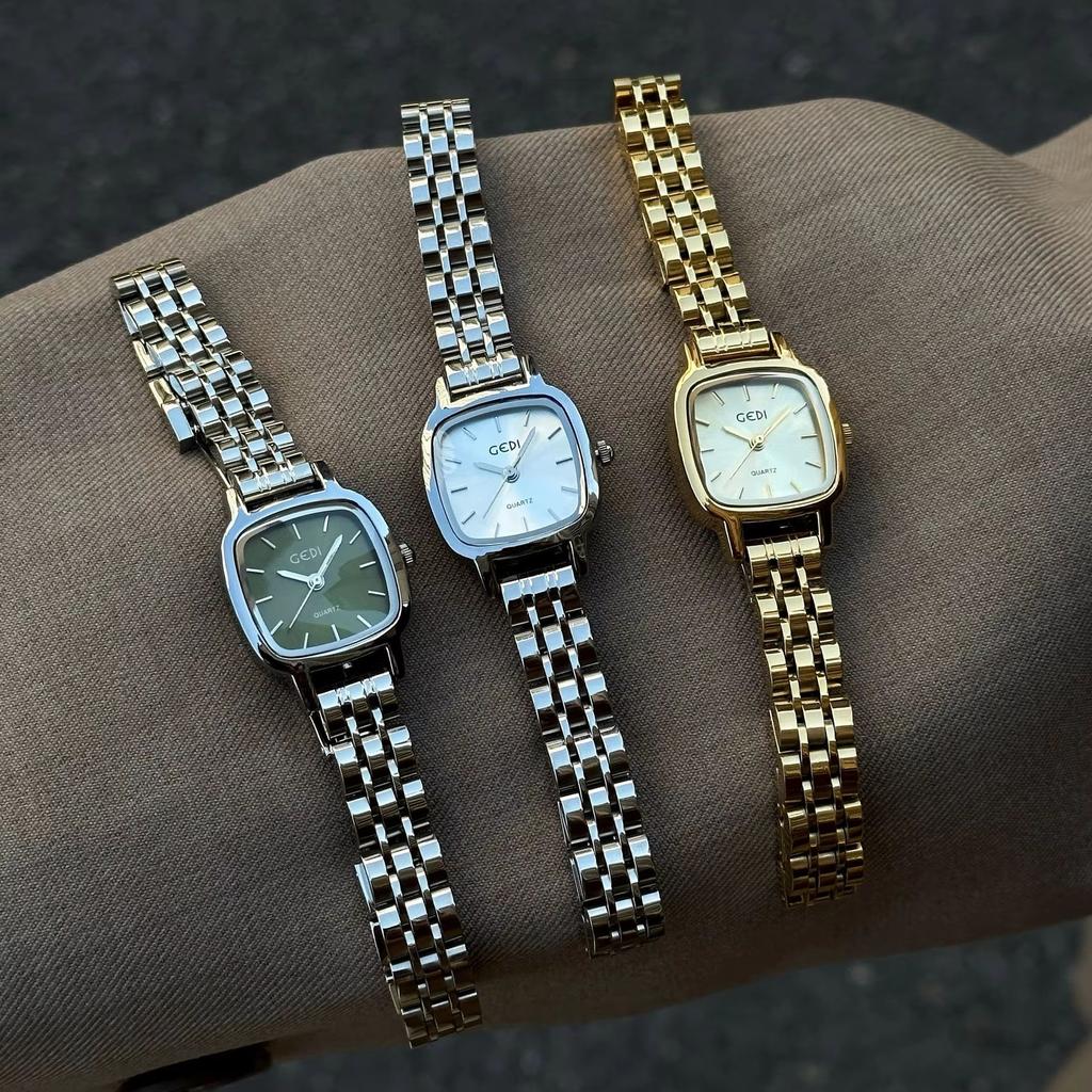 Retro Women Watch Stainless Steel Bracelet Quartz Wristwatch Minimalist Elegant Ladies Dress Clock Waterproof Gift Reloj Mujer