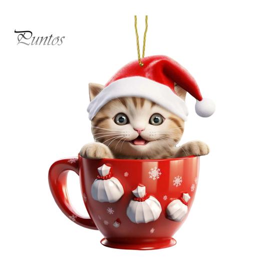 

Рождественский Кот Автомобильный Кулон 2D Акриловое Зеркало Заднего Вида Декоративное Украшение Рождественская Елка Украшение Подарок D