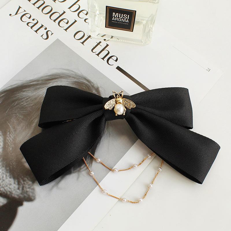 Lystrfac Korean Long Ribbon Bow Hairpin for Women Girls Hairclip Bangs Hairgrips Cute Back Head Top Clip Hair Accessories