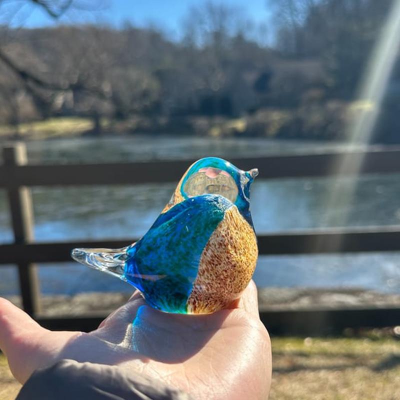 Vogelfiguren Heimdekoration Blaue Vogelstatue aus Glas Heim Tischdekoration Mittelstück Dekorative Glasgeblasene Vogelfiguren Für