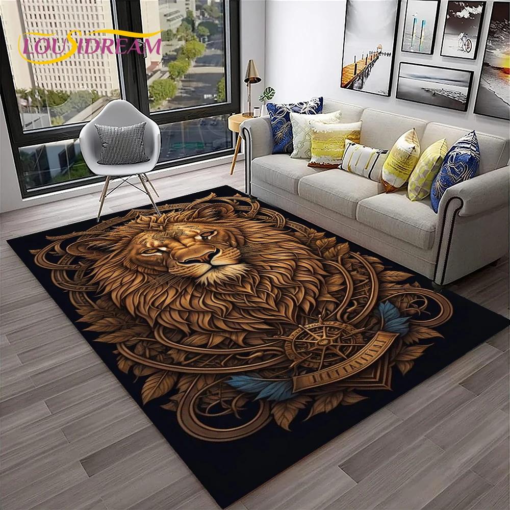 Cartoon Lion Animals Dream 3D Carpet Rug for Home Living Room Bedroom Sofa Doormat Decor,Kid Play Area Rug Non-slip Floor Mat