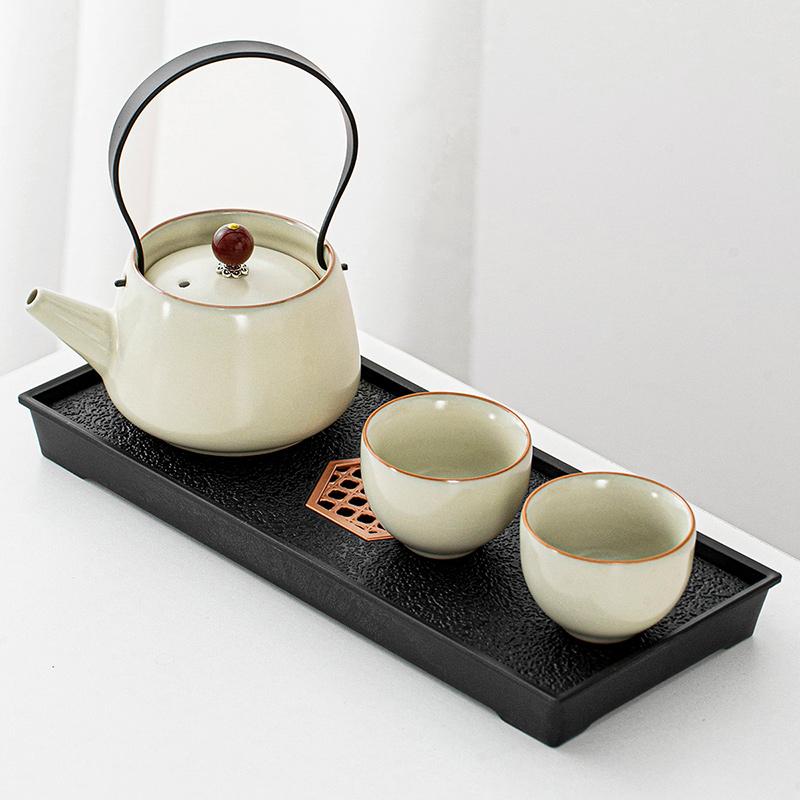 Kung Fu Tea Set Home One Pot Two Cups Tea Plate Small Ceramic Teapot Teacups Hotel Personal Small Sets Traveling
