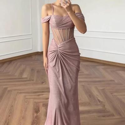 Europäische & amerikanische Mode: Sexy Pailletten-Mesh-Bodycon-Kleid für Damen mit Trägern